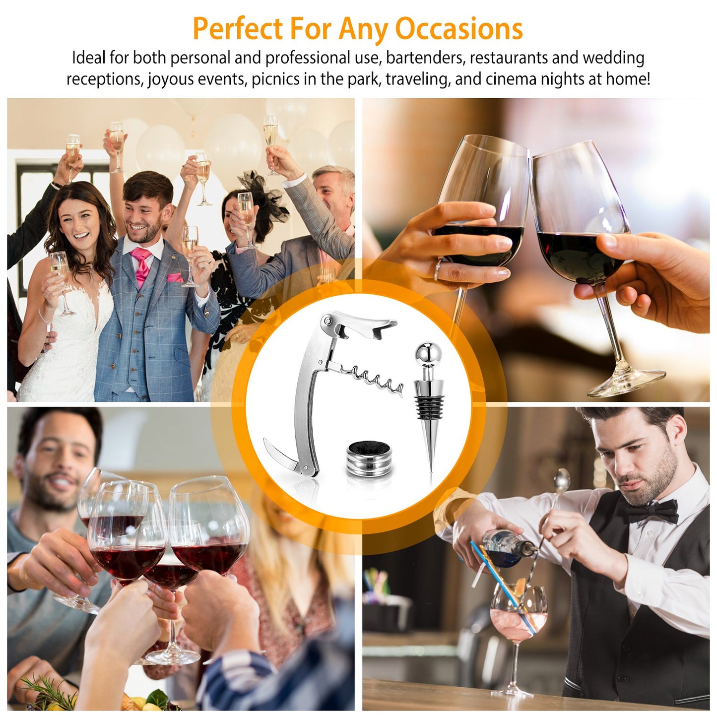 3 Piece Corkscrew Wine Bottle Opener Set