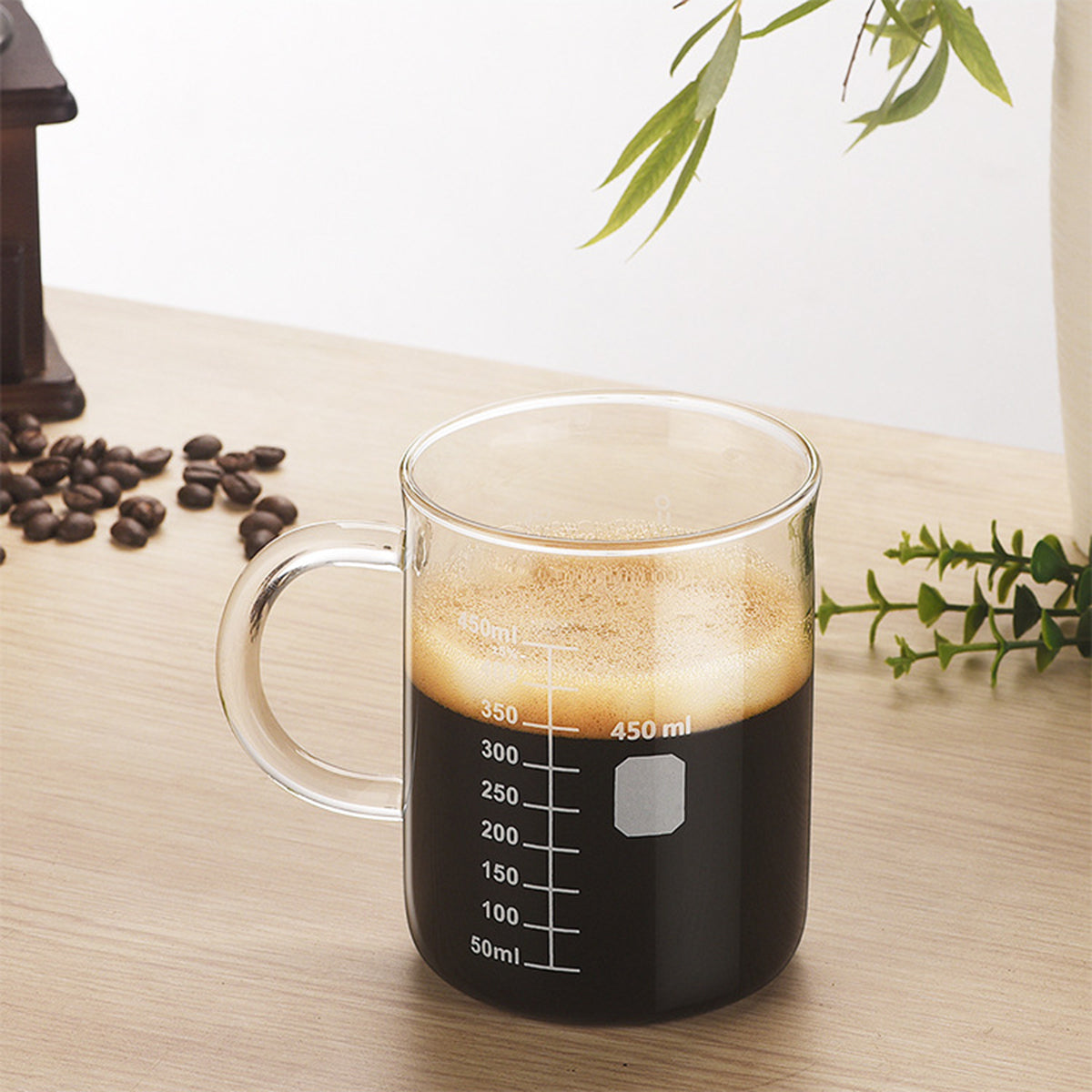 High Borosilicate Glass Coffee Cup With Measurement Scale