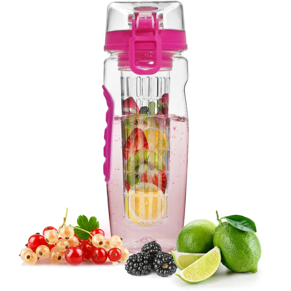 32oz Fruit Infuser Water Bottle With Flip Top Lid And Anti Slip Grip