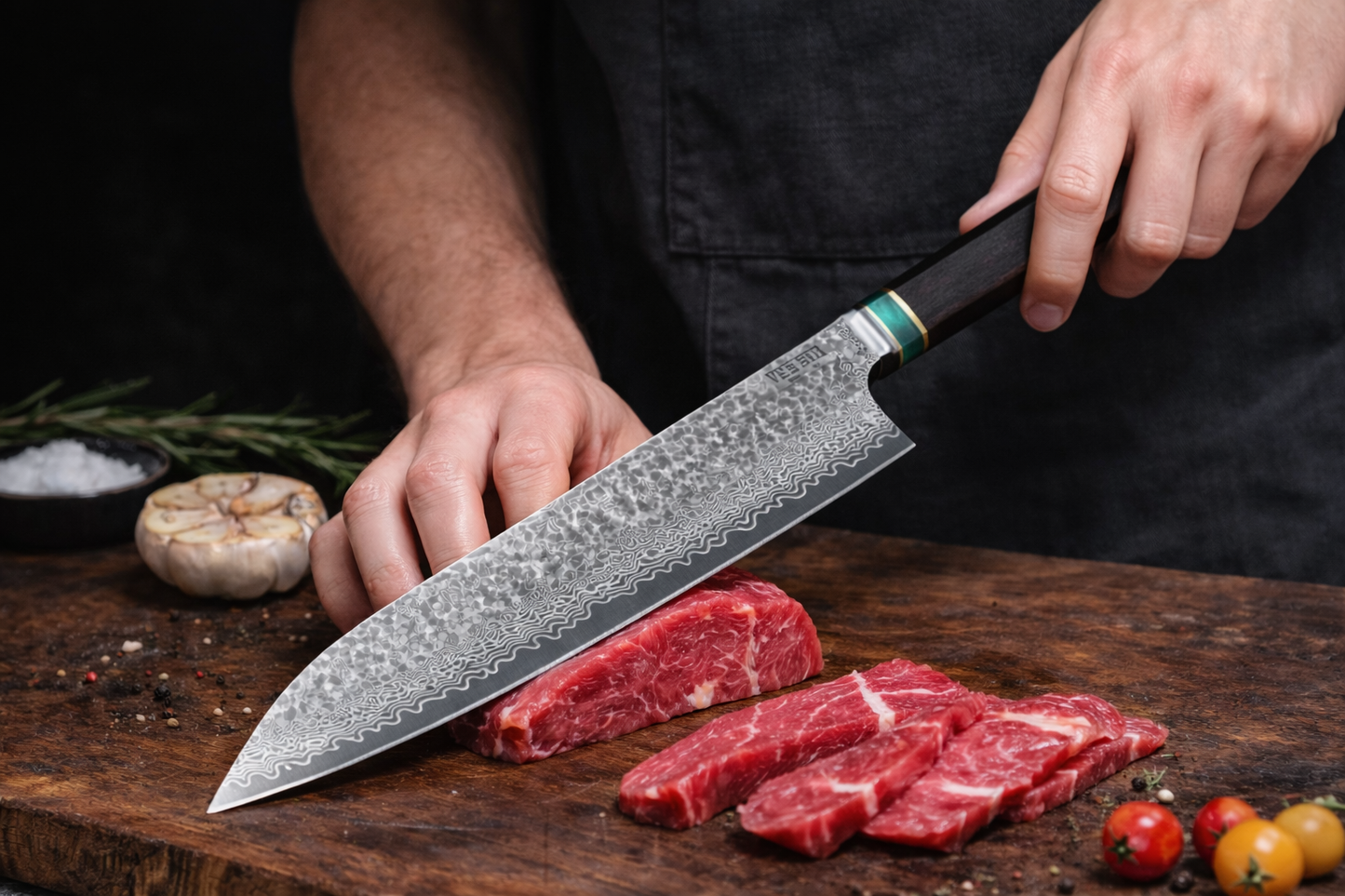 9 Inch Japanese Gyuto Chef Knife With VG - 10 Core And Ebony Handle