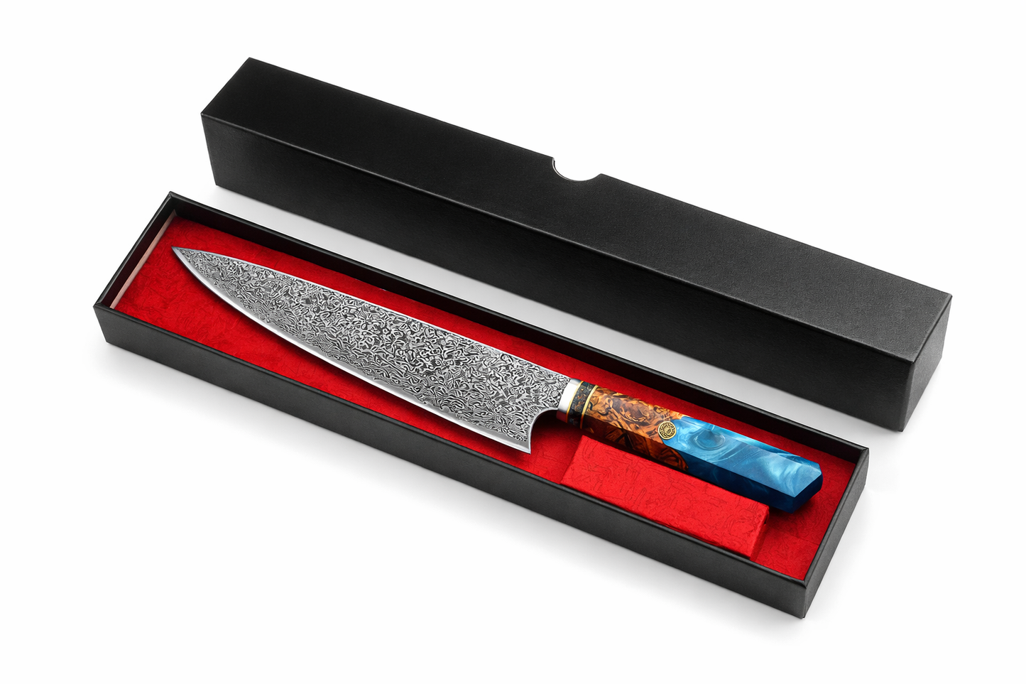 67 Layer Damascus Steel Chef Knife With Resin And Wood Handle