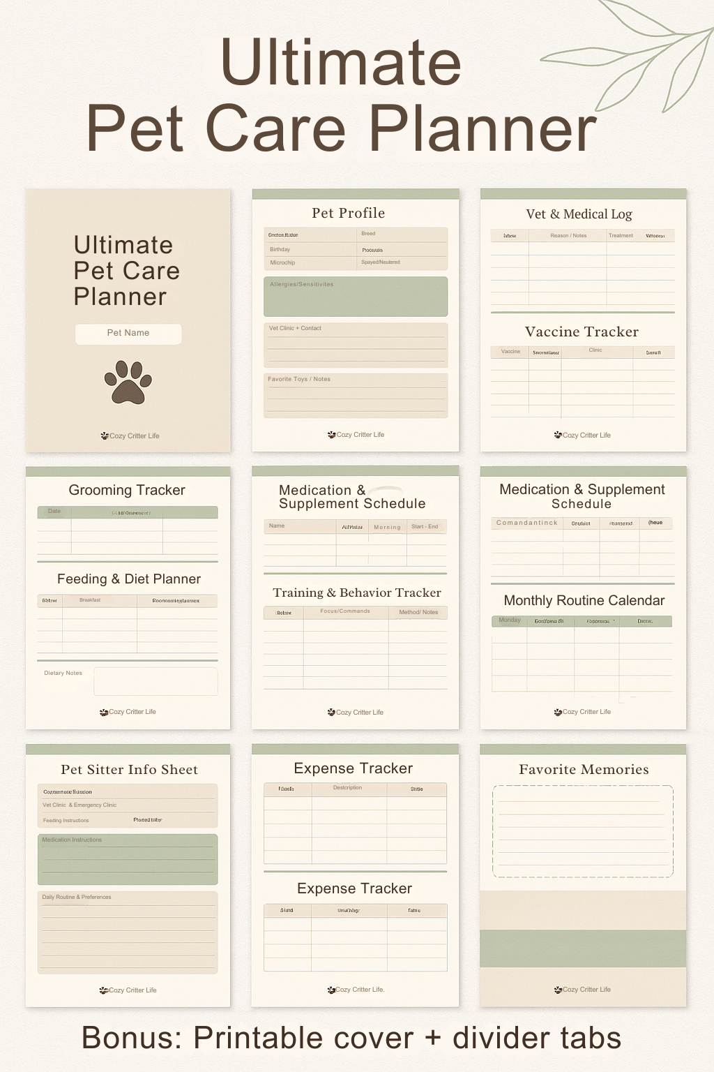 Ultimate Pet Care Planner (Printable & Editable) | Cozy Critter Life