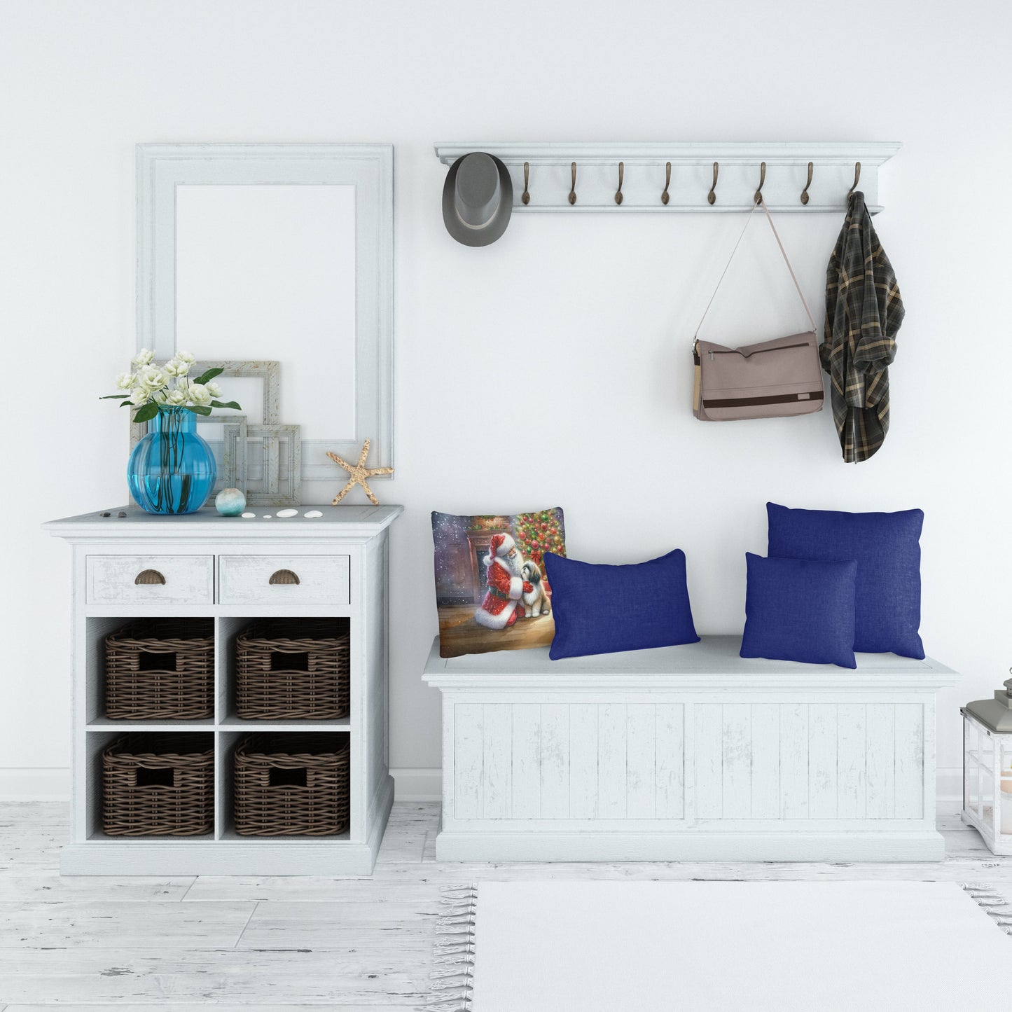 Lhasa Apso and Santa Claus Throw Pillow-4