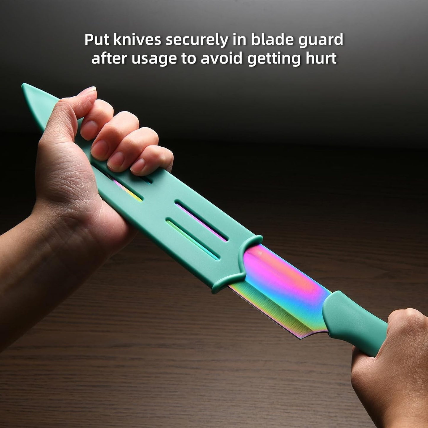 13 Piece Titanium Coated Stainless Steel Knife Set With Sheaths