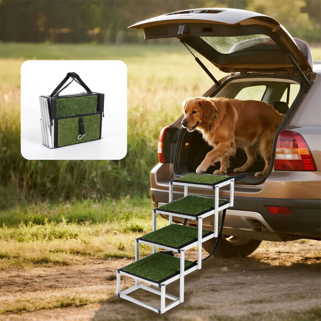 Foldable Dog Ramp & Stairs for Cars, SUVs & Trucks – Non-Slip Portable Pet Steps for Large Dogs up to 250 lbs