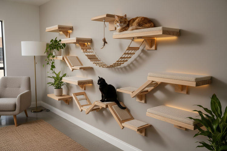 Wall-mounted shelves & perches