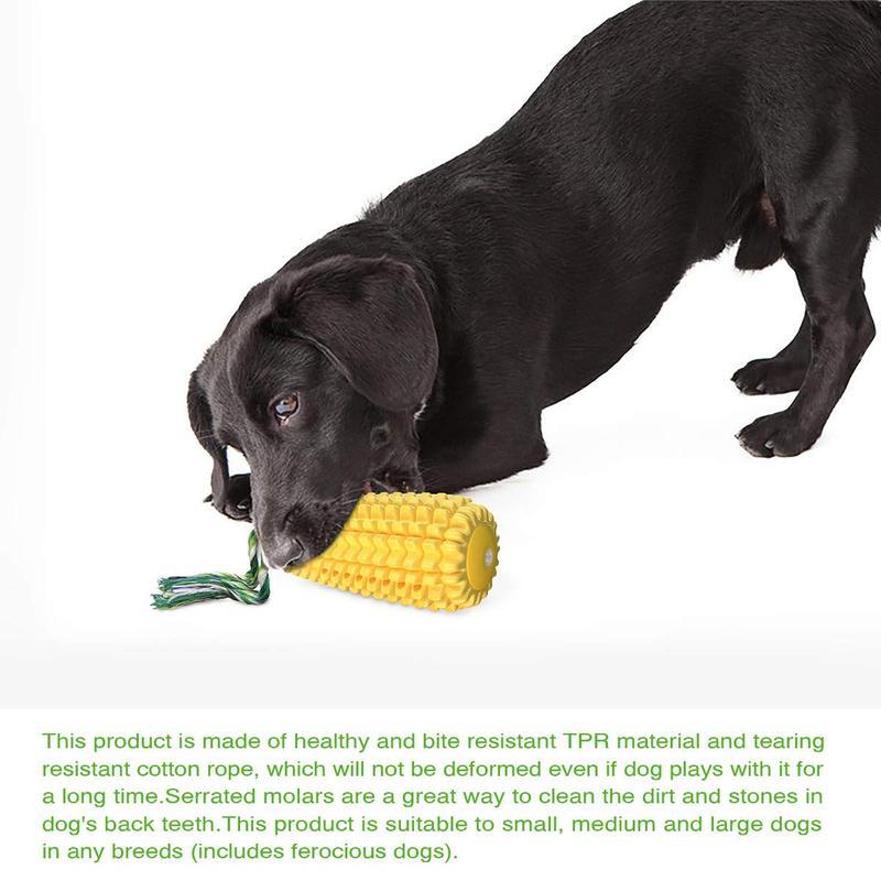 Corn Stick Squeaky Dog Chew Toy with Rope – Dental Cleaning Toy