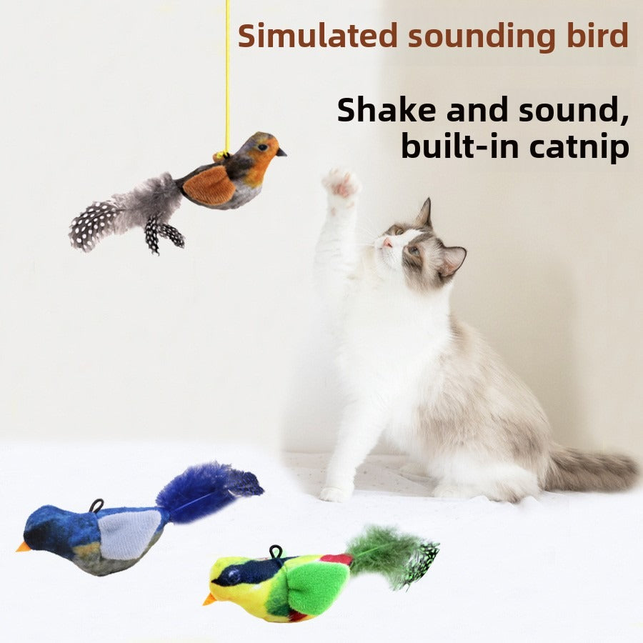 Cat Sound Bird Toy with Catnip – Hanging Interactive Plush Toy (Random Color)