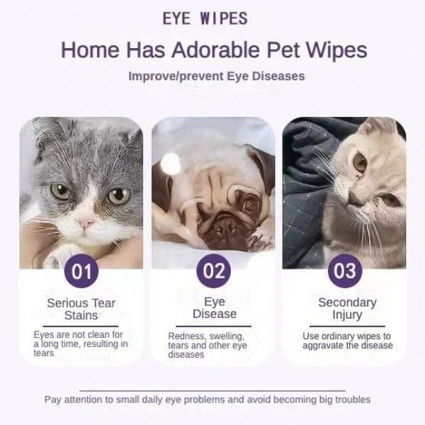 Pet Eye Wipes for Dogs & Cats – 200 Count Tear Stain & Eye Cleaning Wipes