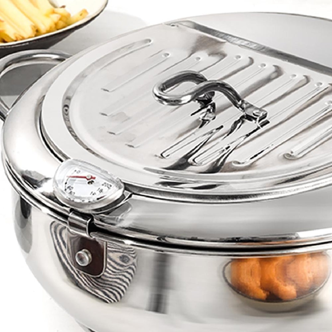 Stainless Steel Kitchen Deep Fryer Pot With Thermometer