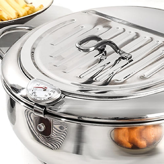 Stainless Steel Kitchen Deep Fryer Pot With Thermometer