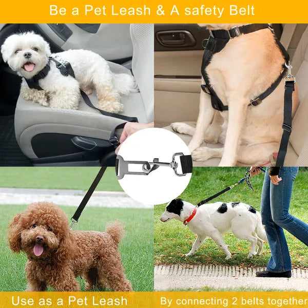 2-Pack Adjustable Dog Seat Belt Leash for Car Safety