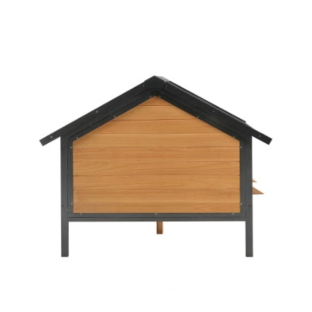Outdoor Wooden Dog Kennel with Covered Cabin and Porch for Large Dogs