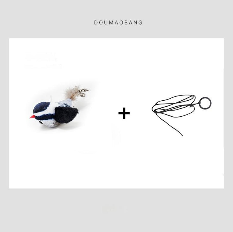 Simulation Bird Sound Cat Teaser Toy with Feathers