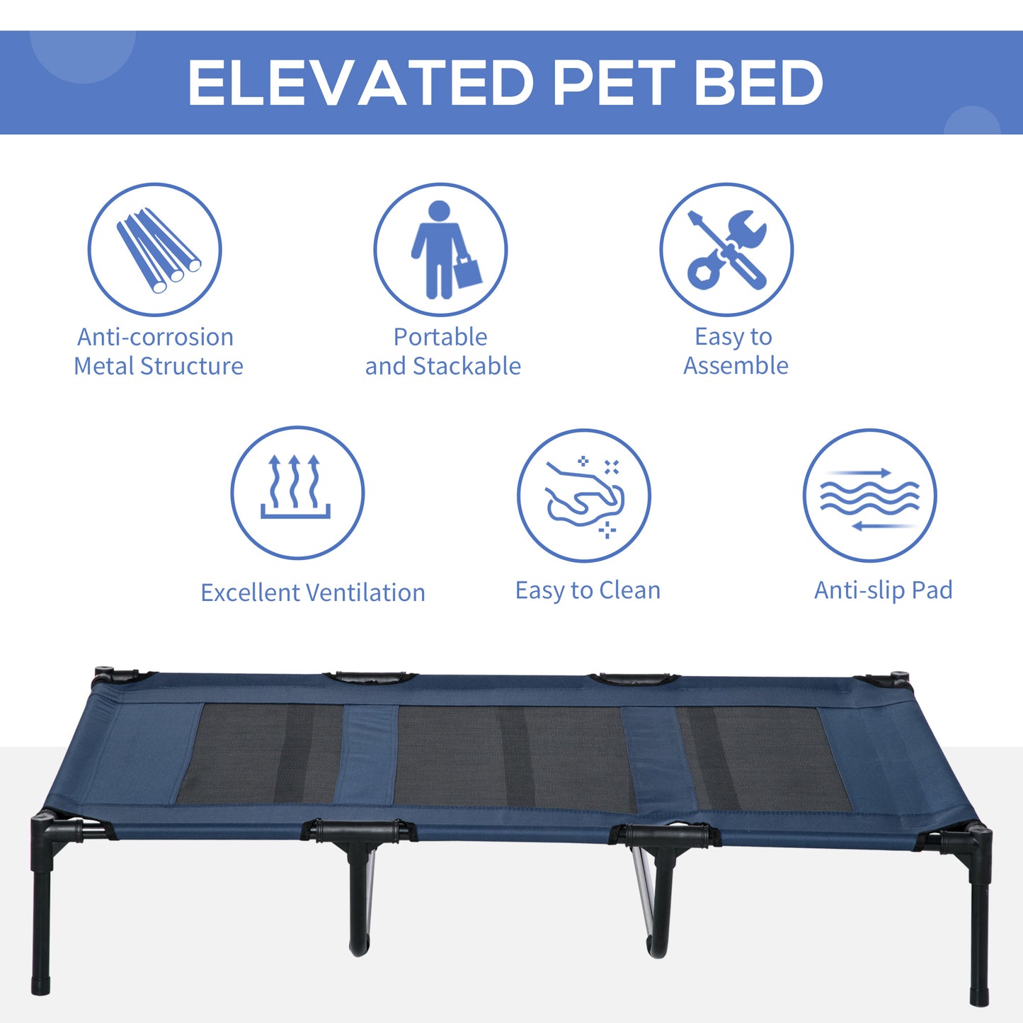 48 x 36 Elevated Breathable Dog Bed with Carry Bag for Large Dogs