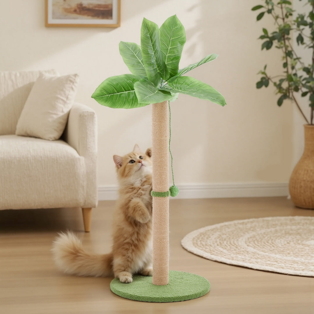 Palm Tree Cat Scratching Post with Dangling Ball – Tall Sisal Scratcher for Indoor Cats