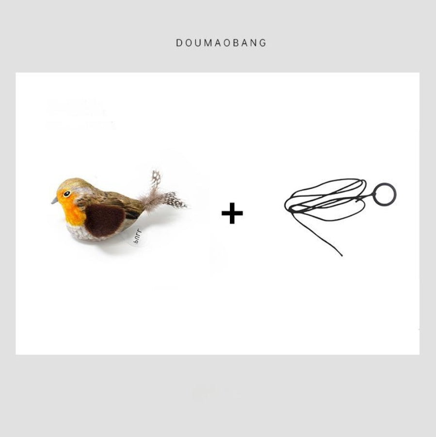 Simulation Bird Sound Cat Teaser Toy with Feathers