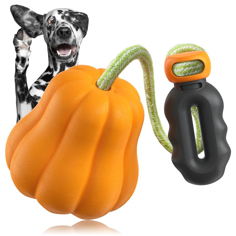 Long-Throw Pumpkin Rope Fetch Toy for Dogs – Interactive Tug & Dental Chew