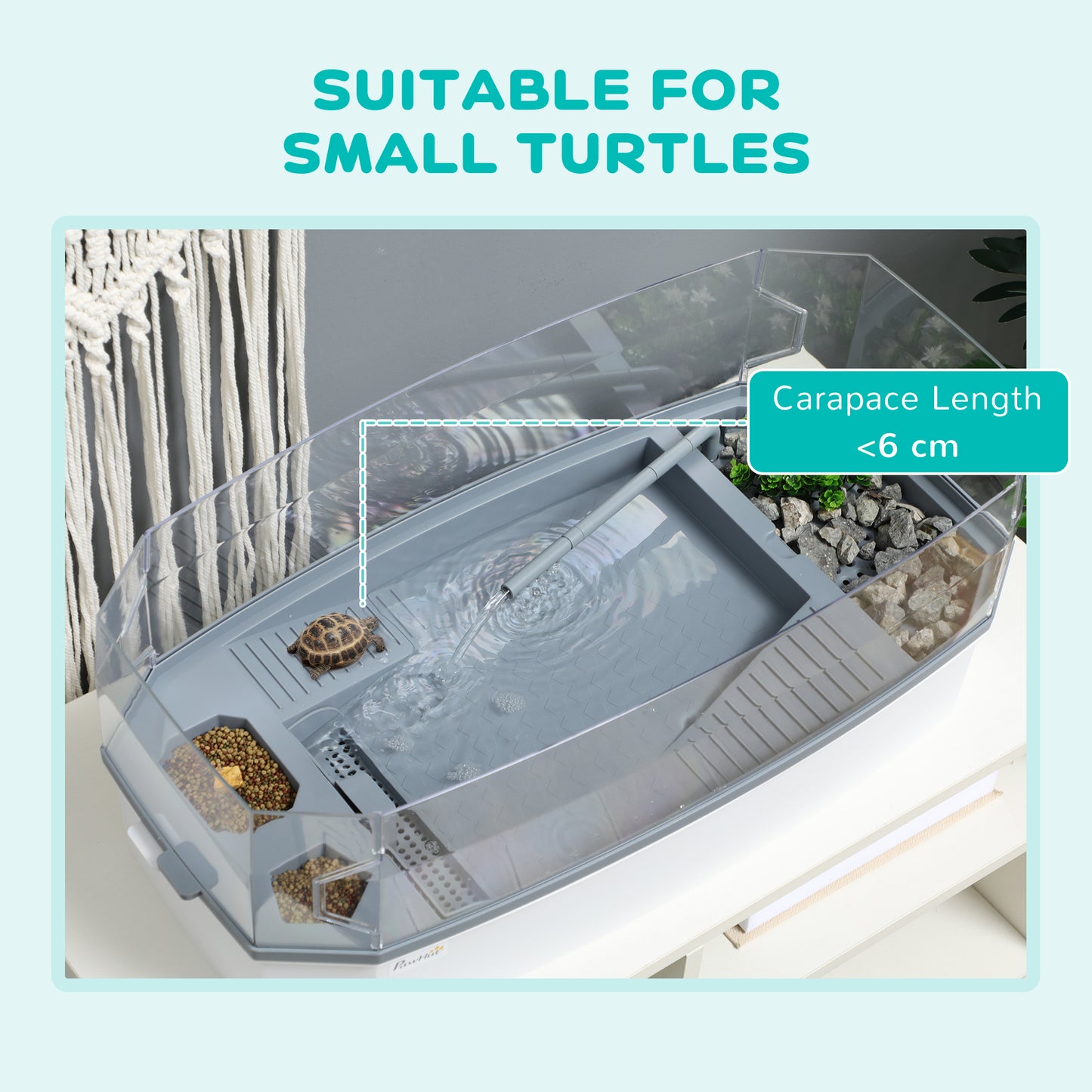 Turtle Tank Kit with Basking Platform, Water Pump, and Layered Filtration System