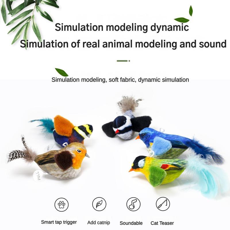 Simulation Bird Sound Cat Teaser Toy with Feathers