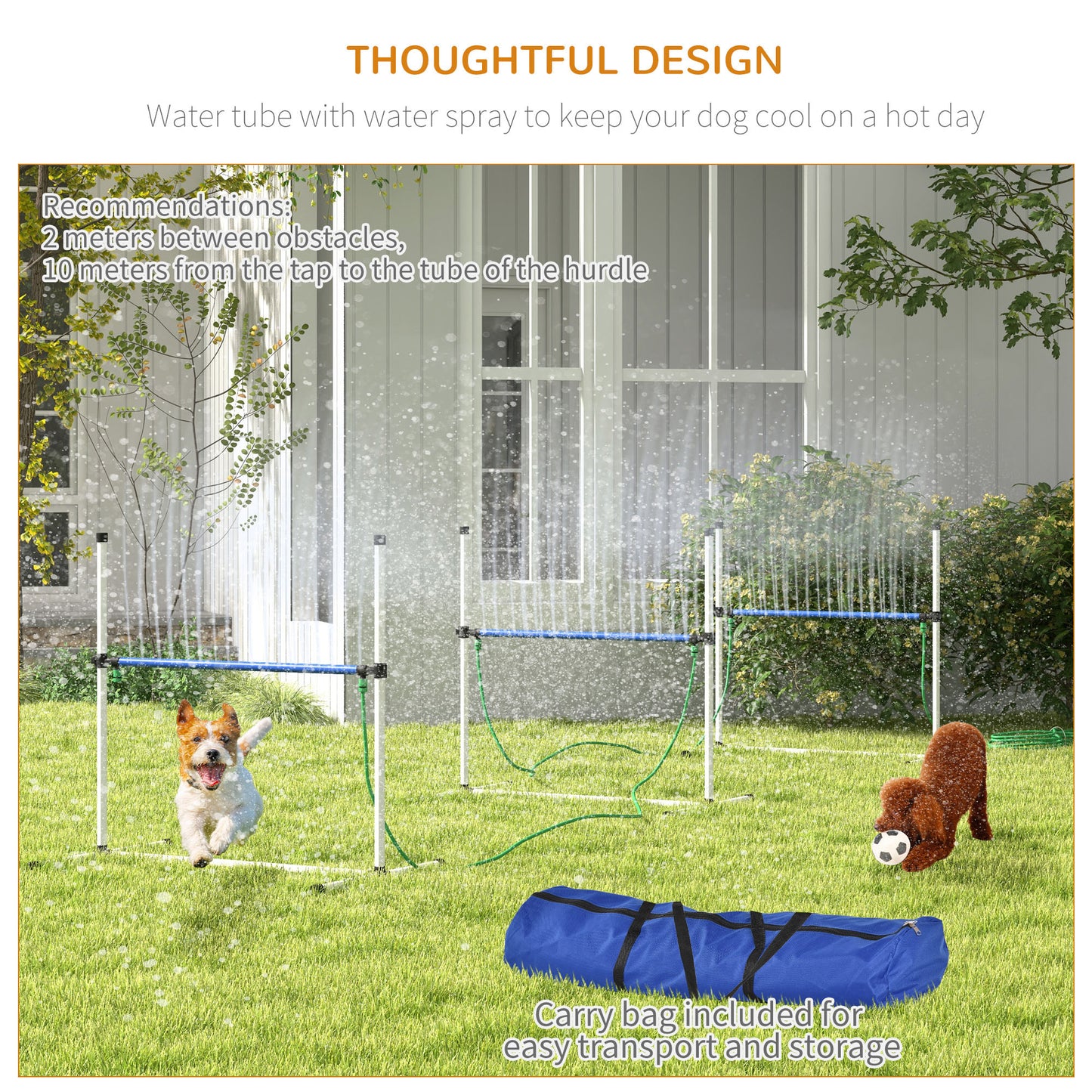 4-Piece Dog Agility Training Hurdle Set with Water Spray Tube
