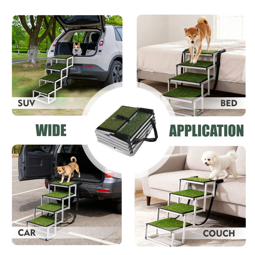 Foldable Dog Ramp & Stairs for Cars, SUVs & Trucks – Non-Slip Portable Pet Steps for Large Dogs up to 250 lbs
