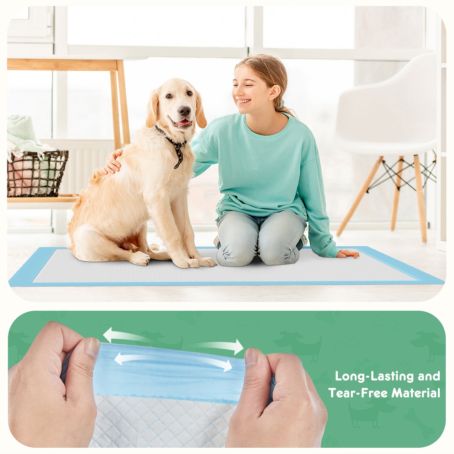 Disposable Puppy Training Pads with Leak-Proof Backing and Quick-Dry Absorption