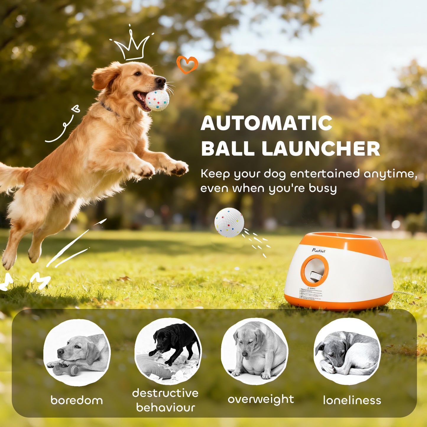 Automatic Dog Ball Launcher with Adjustable Distance for Medium and Large Dogs