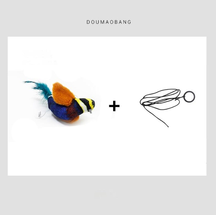 Simulation Bird Sound Cat Teaser Toy with Feathers