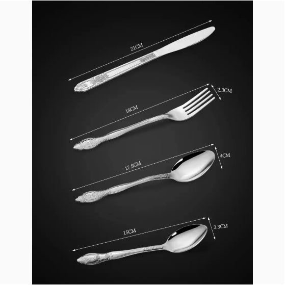 4 Piece Stainless Steel Flatware Set In Silver
