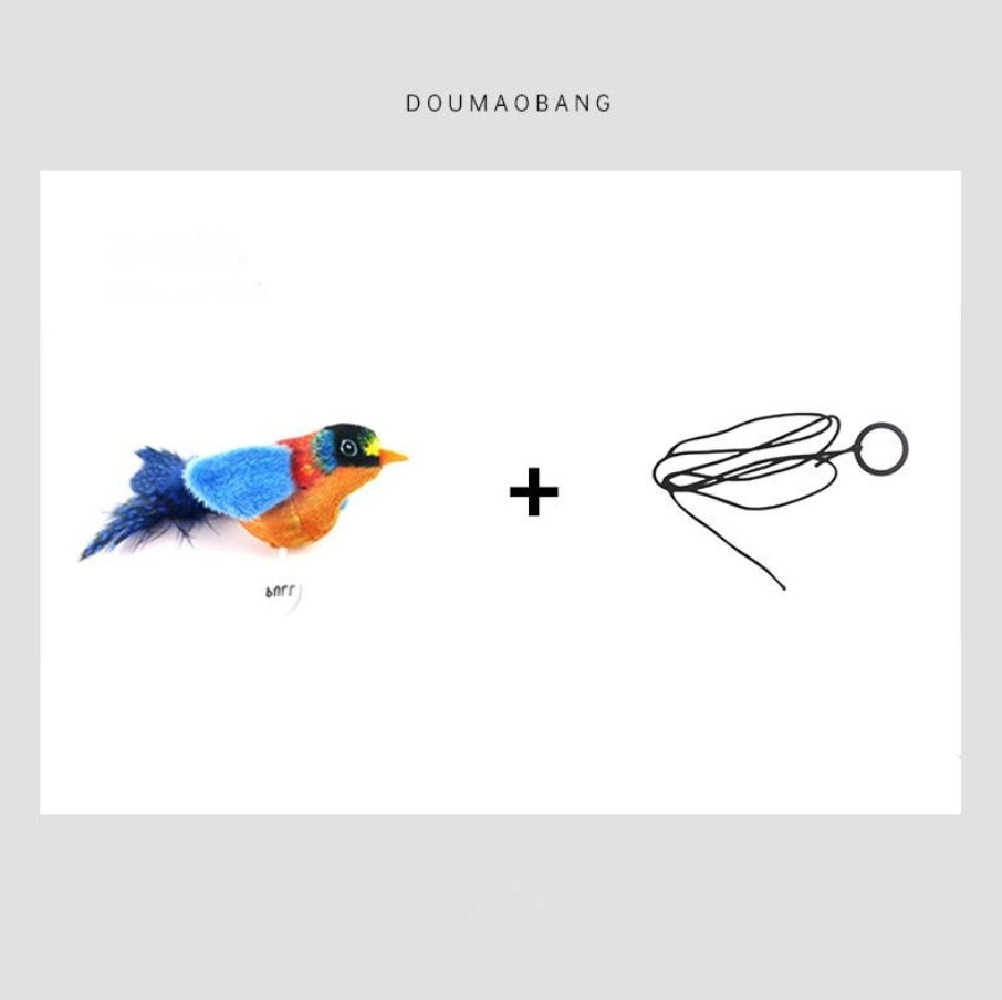 Simulation Bird Sound Cat Teaser Toy with Feathers
