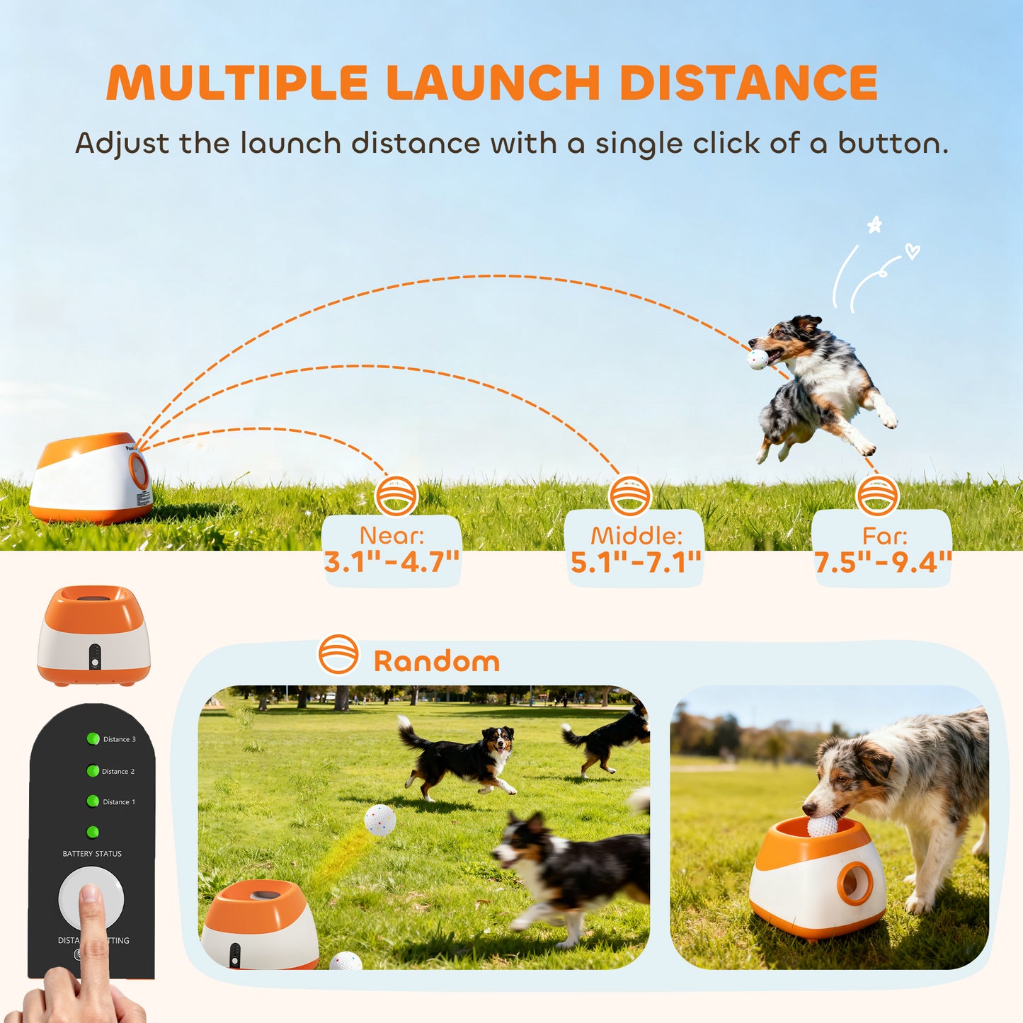 Automatic Dog Ball Launcher with Adjustable Distance for Medium and Large Dogs