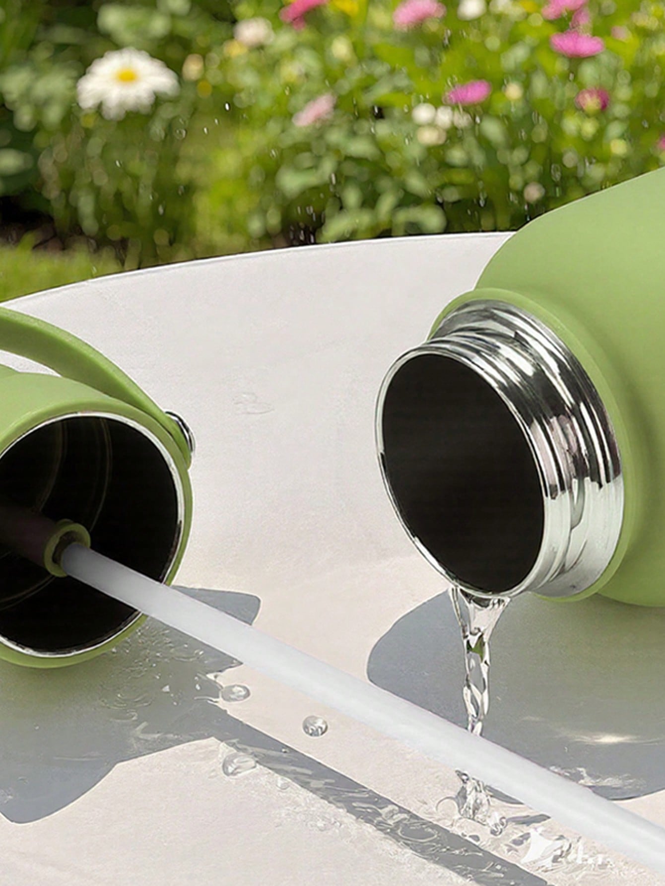 Stainless Steel Wide - Mouth Sports Water Bottle With Straw And Handle