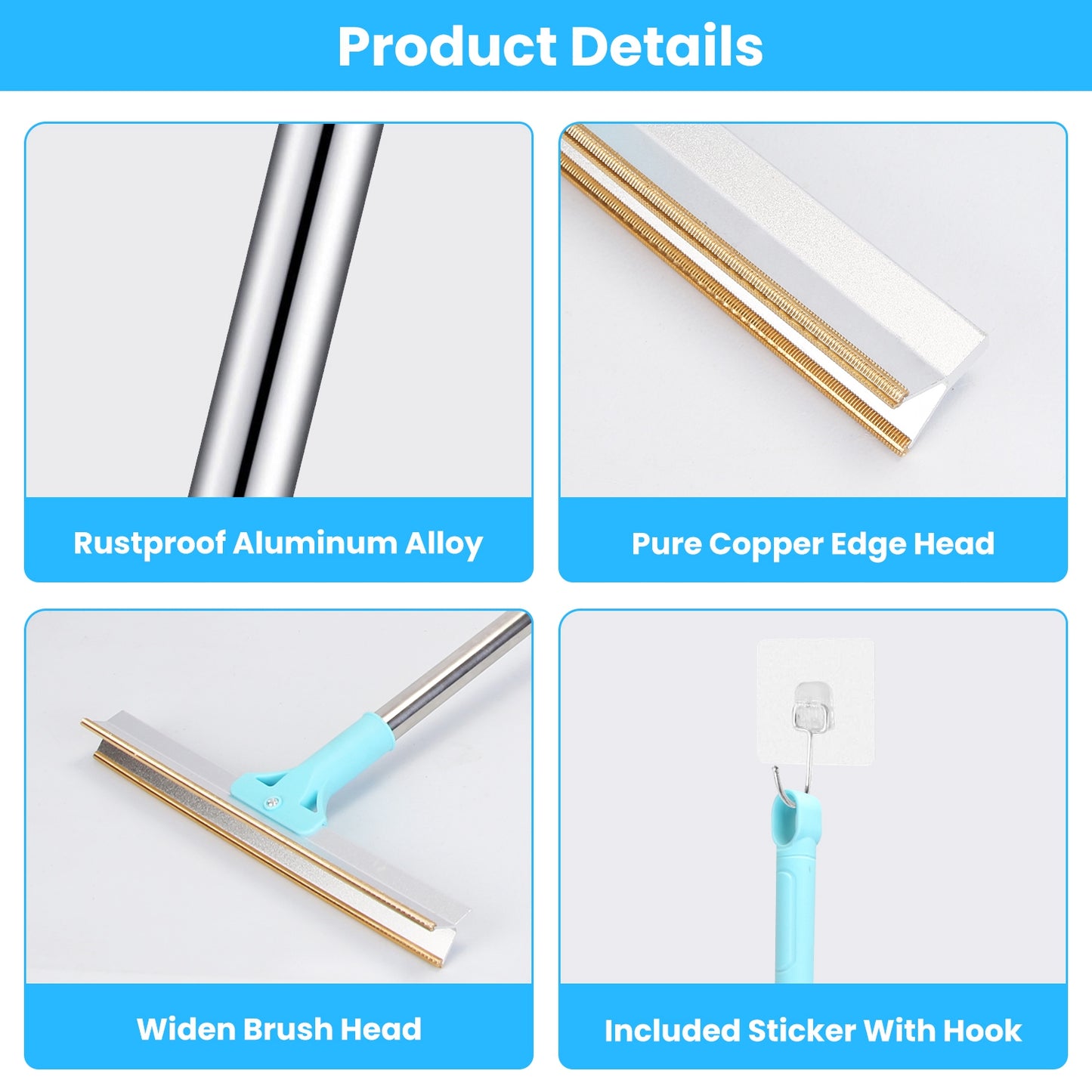 Adjustable Telescopic Pet Hair Removal Rake with Copper Edge Head