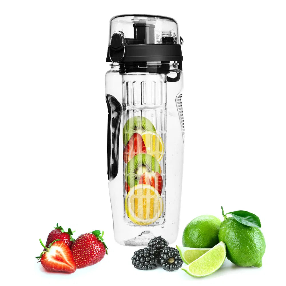 32oz Fruit Infuser Water Bottle With Flip Top Lid And Anti Slip Grip