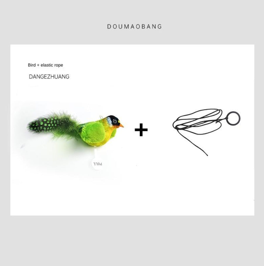 Simulation Bird Sound Cat Teaser Toy with Feathers
