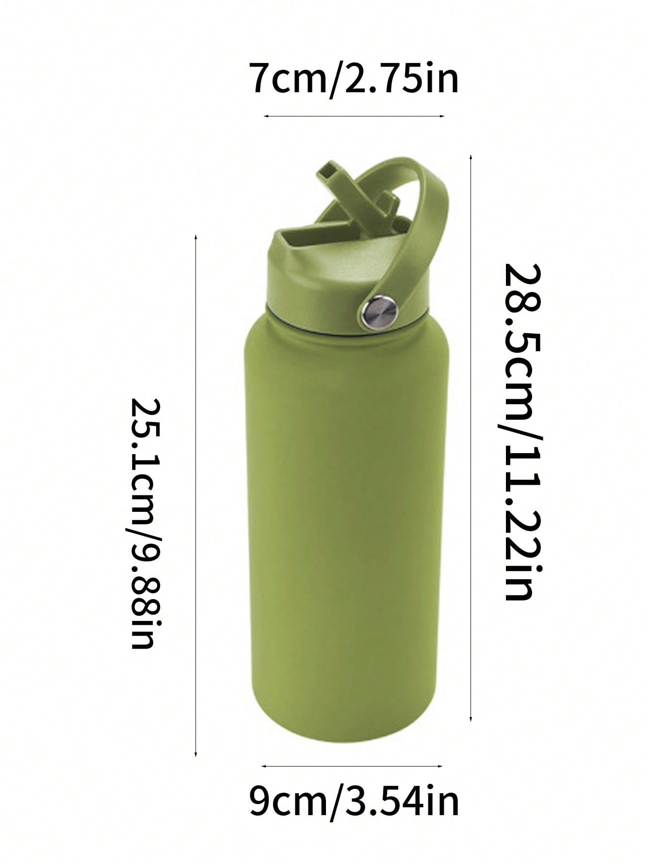 Stainless Steel Wide - Mouth Sports Water Bottle With Straw And Handle