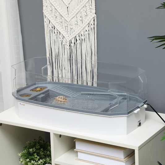 Turtle Tank Kit with Basking Platform, Water Pump, and Layered Filtration System