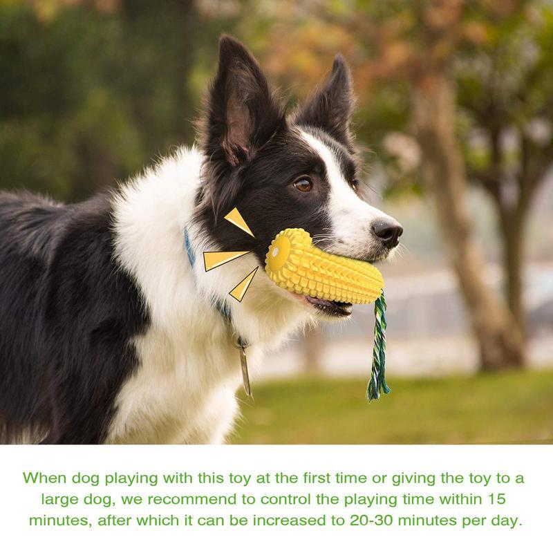 Corn Stick Squeaky Dog Chew Toy with Rope – Dental Cleaning Toy