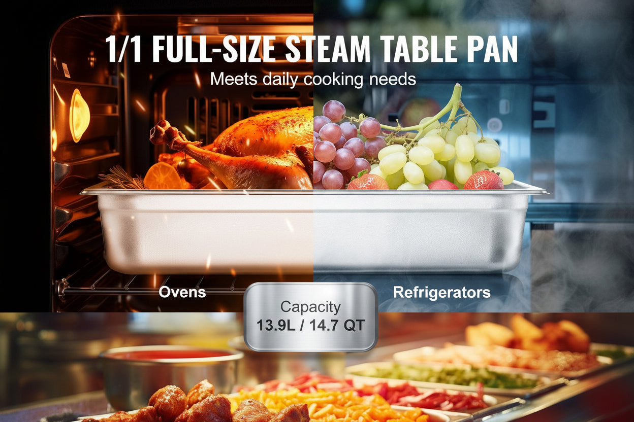 Commercial Stainless Steel Full Size Steam Table Pans With Lids 4 Pack