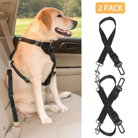 2-Pack Adjustable Dog Seat Belt Leash for Car Safety