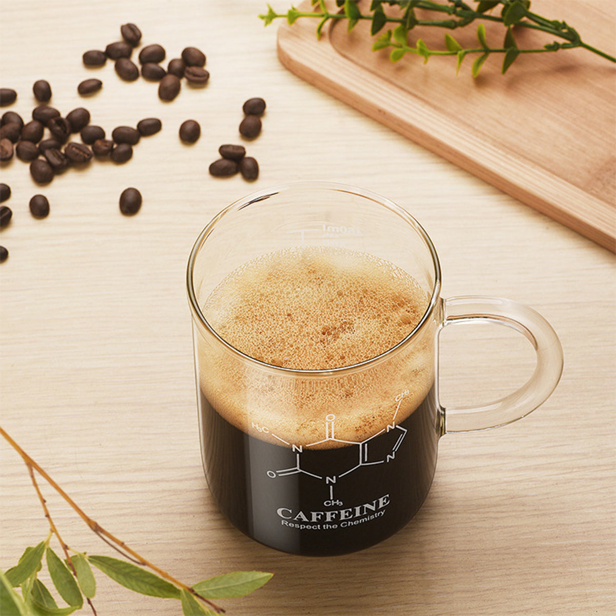 High Borosilicate Glass Coffee Cup With Measurement Scale