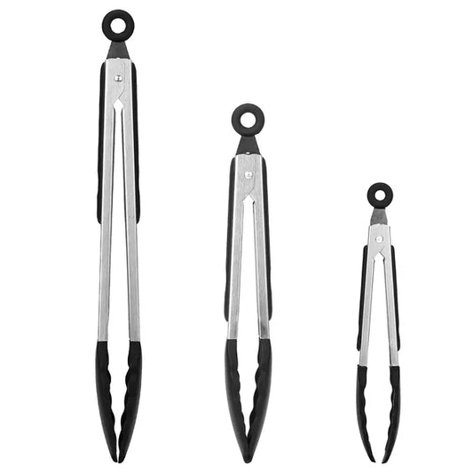 Stainless Steel Silicone Kitchen Tongs Set