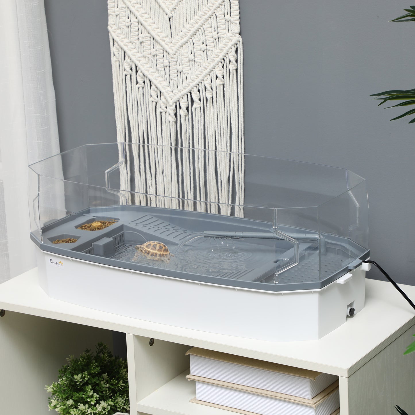 Turtle Tank Kit with Basking Platform, Water Pump, and Layered Filtration System