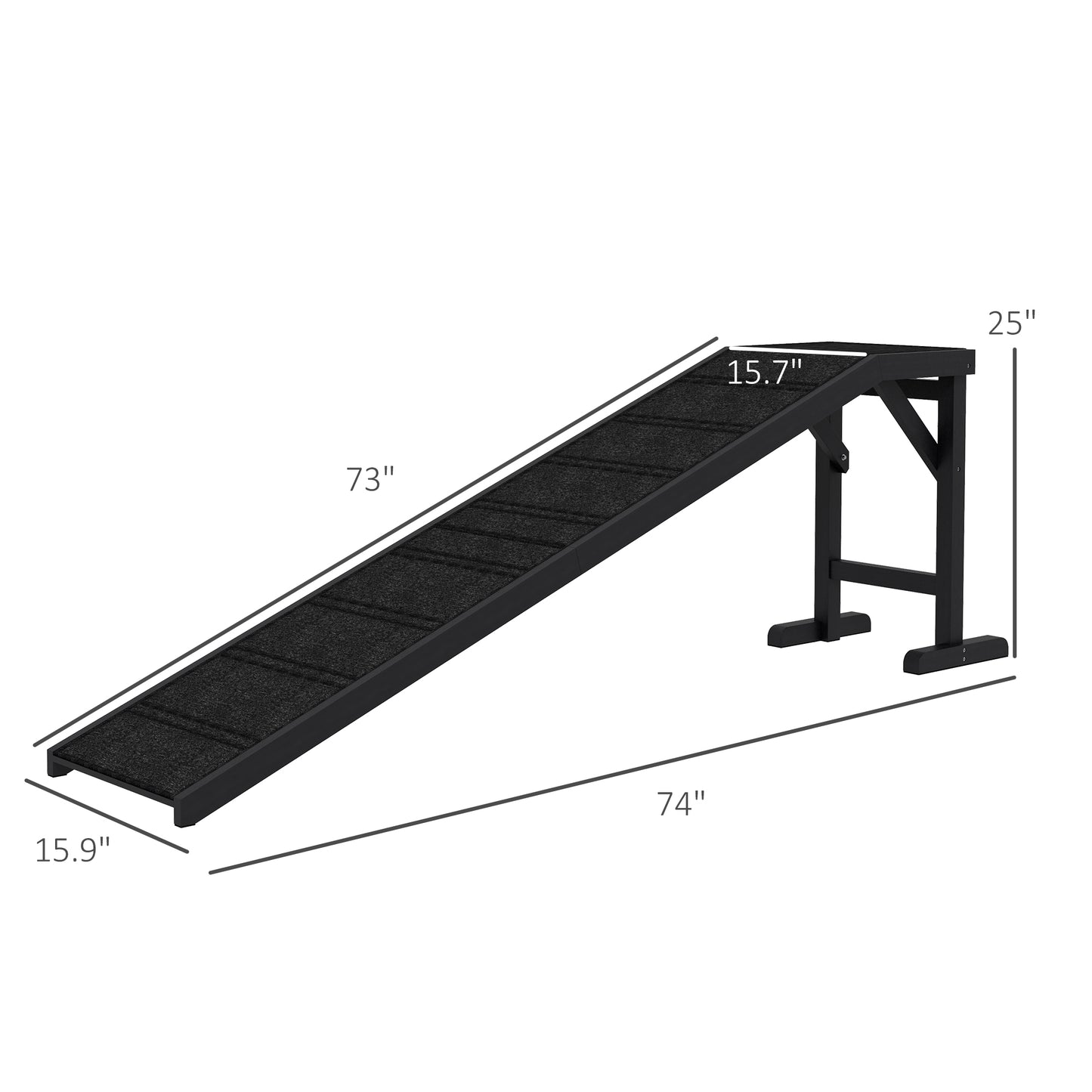 74 Inch Dog Ramp with Non Slip Carpet and Top Platform