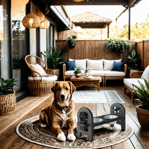 Adjustable Elevated Pet Bowl Stand – Durable Recycled HDPE, Travel Ready