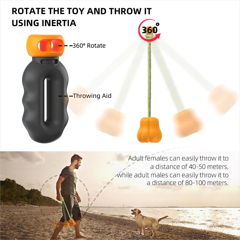 Long-Throw Pumpkin Rope Fetch Toy for Dogs – Interactive Tug & Dental Chew