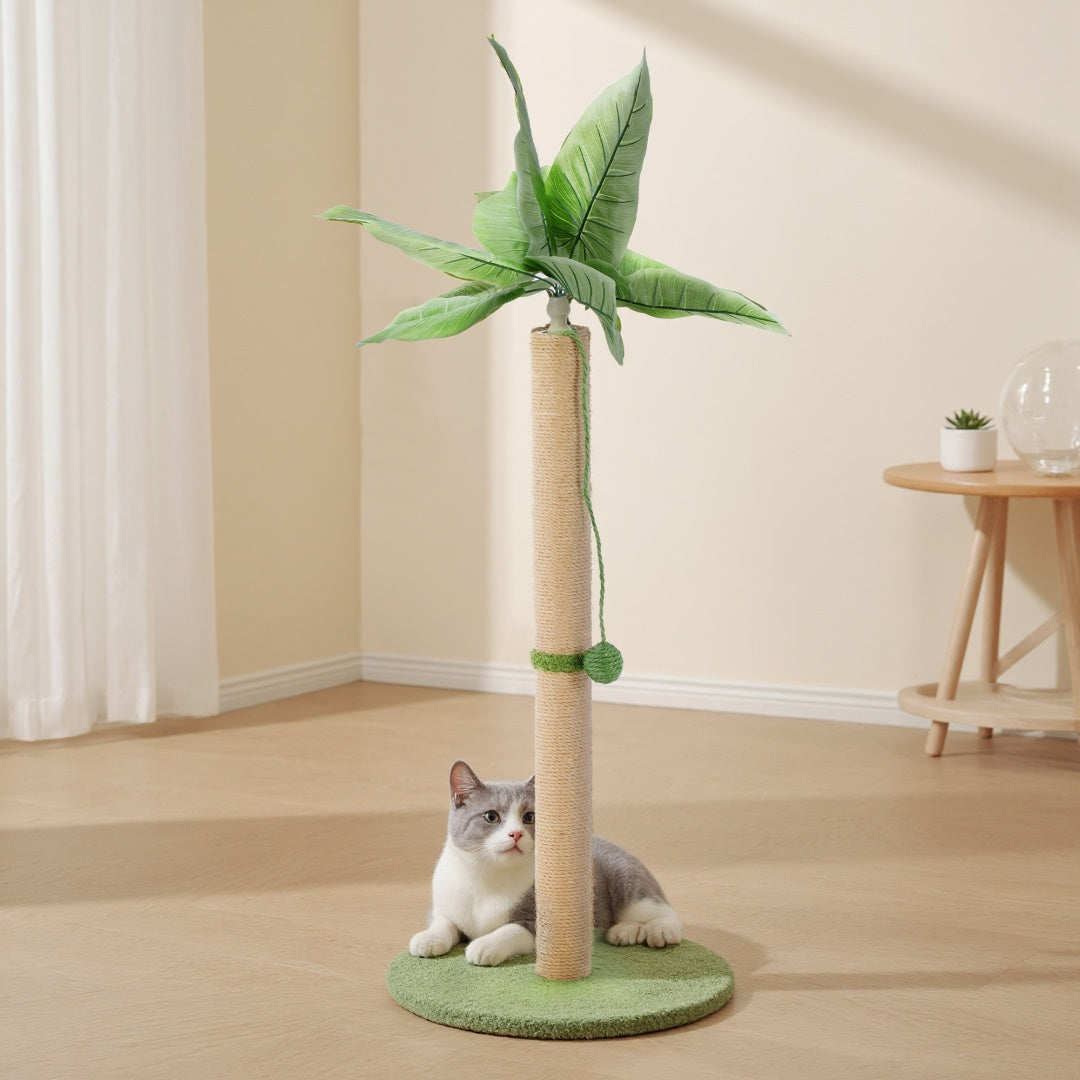 Palm Tree Cat Scratching Post with Dangling Ball – Tall Sisal Scratcher for Indoor Cats
