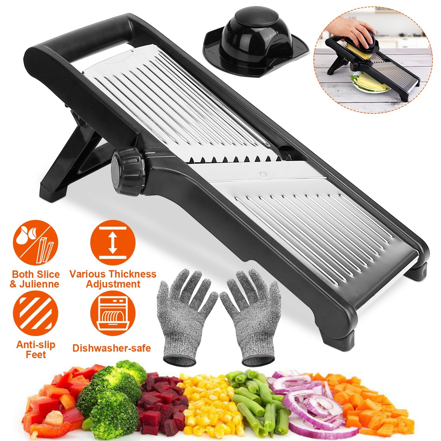 Mandoline Food Slicer With Adjustable Blades