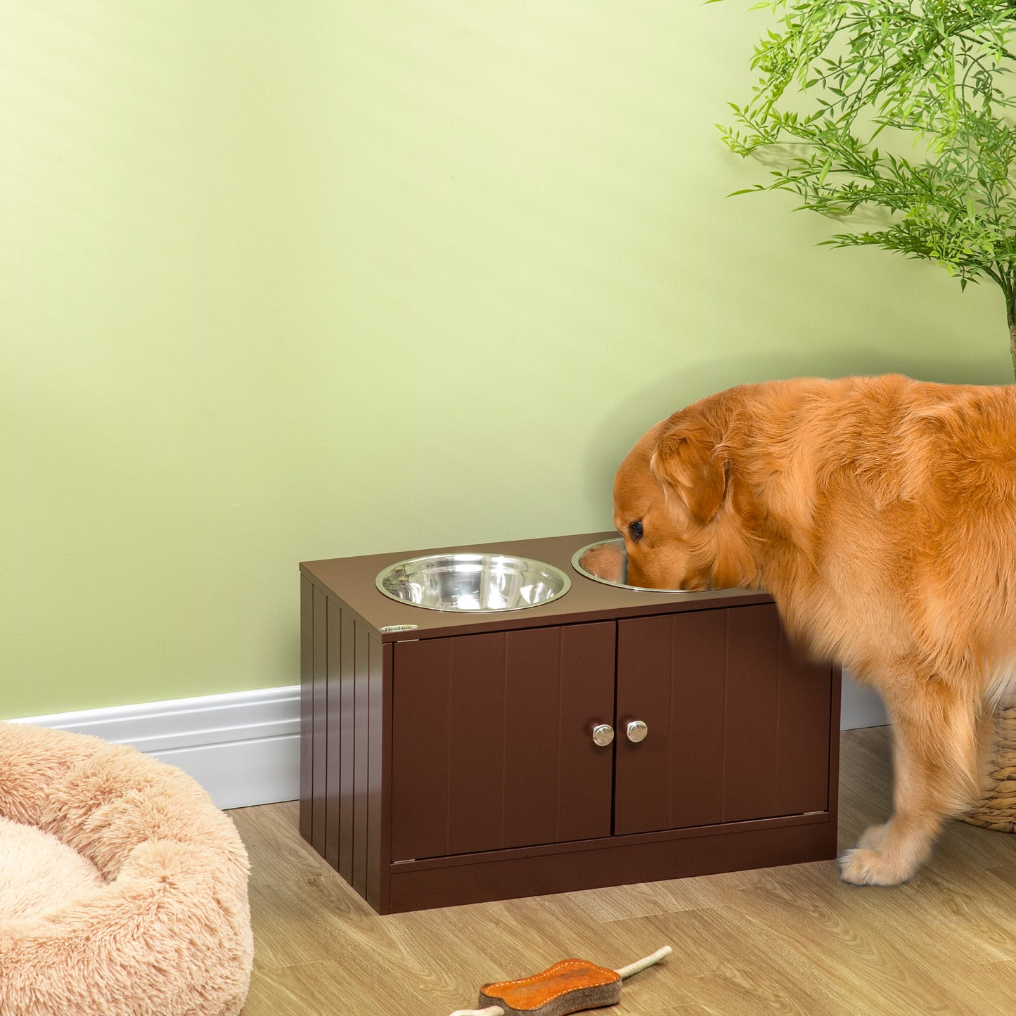 Elevated Dog Bowls with Storage Cabinet – Raised Dog Feeding Station for Large Dogs